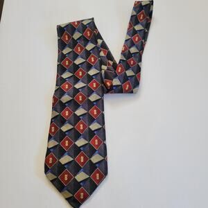 Handmade Silk Neck Tie Mens Multi-Color Geometric Robert Talbott Andover USA
